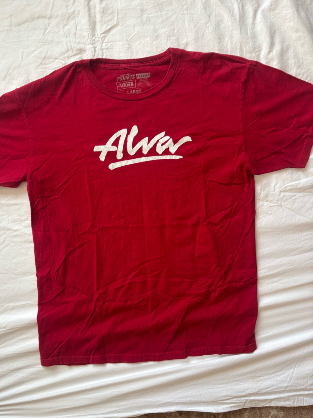 Vans/ Alva Red Tee with White Logo Print